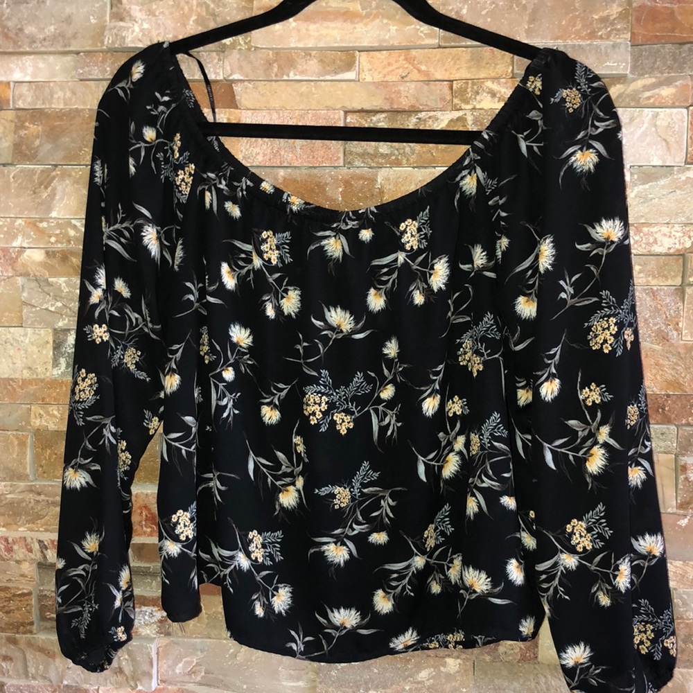 Like new! Floral off the shoulder black top